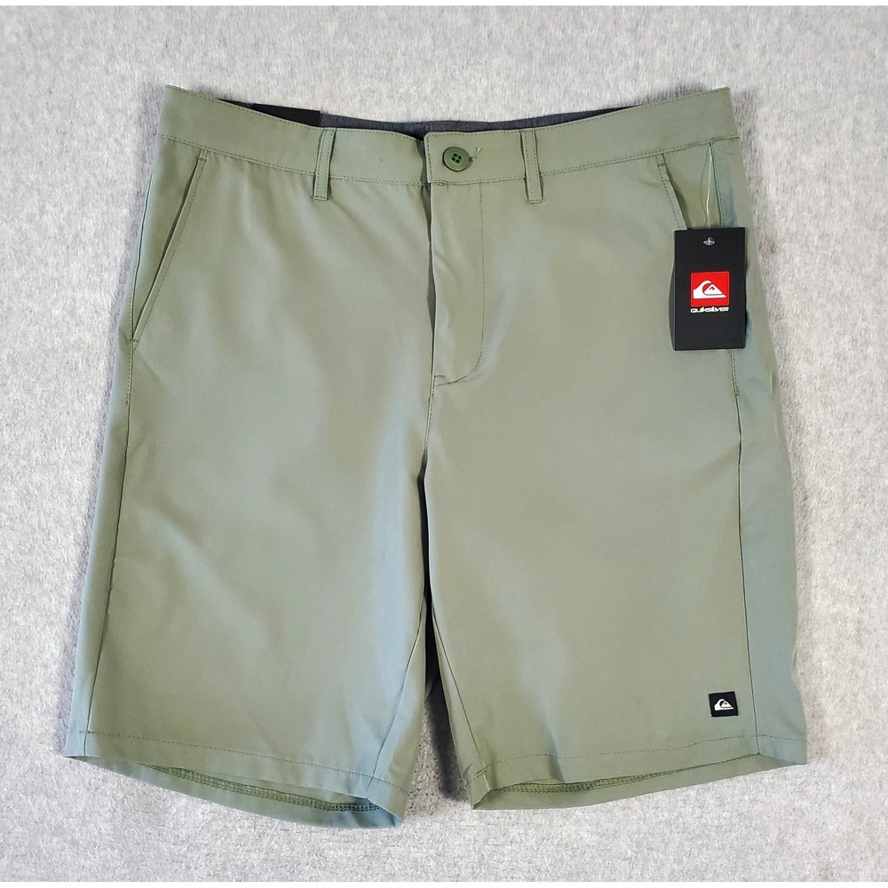 Quiksilver Hybrid Shorts Mens 32 Olive Green 9" Inseam Performance Stretch New